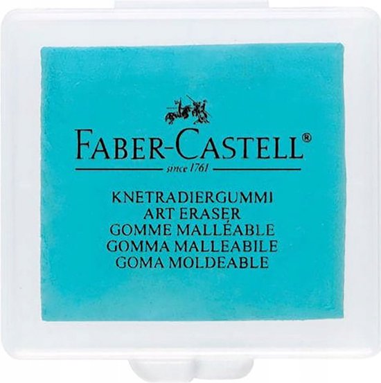 Faber-Castell kneedgum turquoise, kneedbaar art eraser en fidget speelgoed voor ontspanning, focus en subtiele tekencorrecties