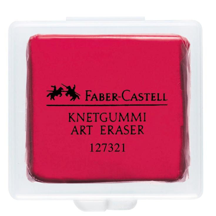 Faber-Castell kneedgum rood als art eraser en fidget speelgoed om te kneden, vormen en correcties in tekeningen aan te brengen
