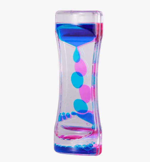 liquid lava loper, olie zandloper, sensoriek materiaal