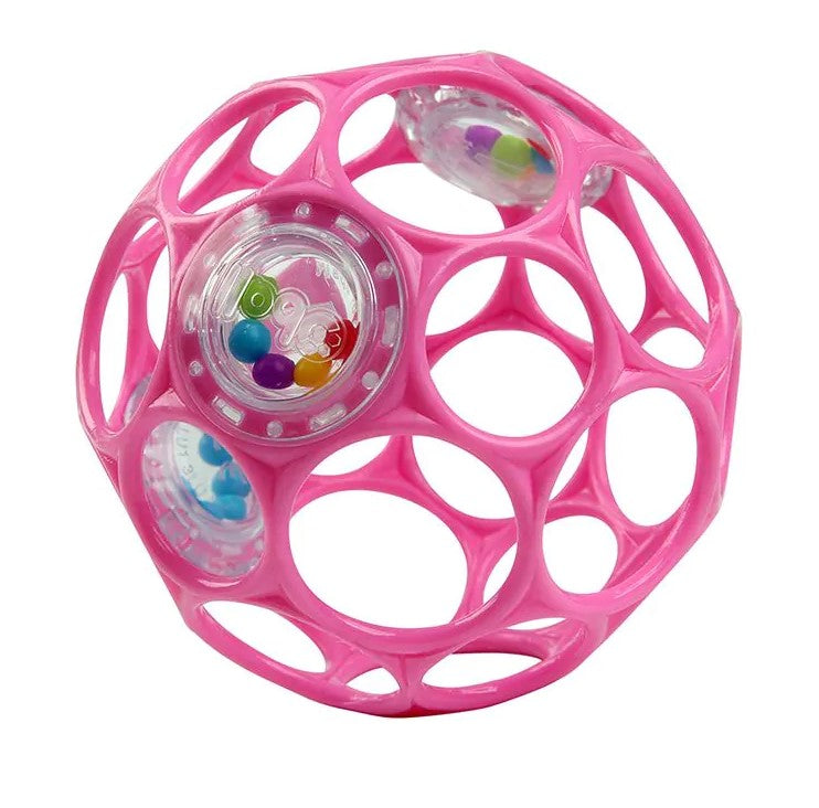 oball 10cm ratel roze met geluid