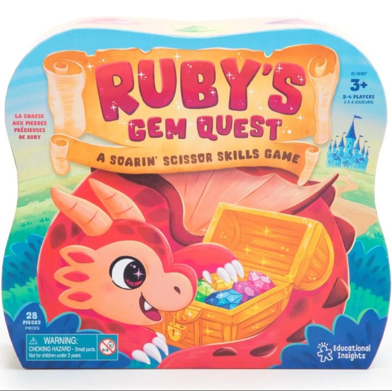 ruby's gem quest, sorteer en knip vaardigheids spel, motoriekspeelgoed
