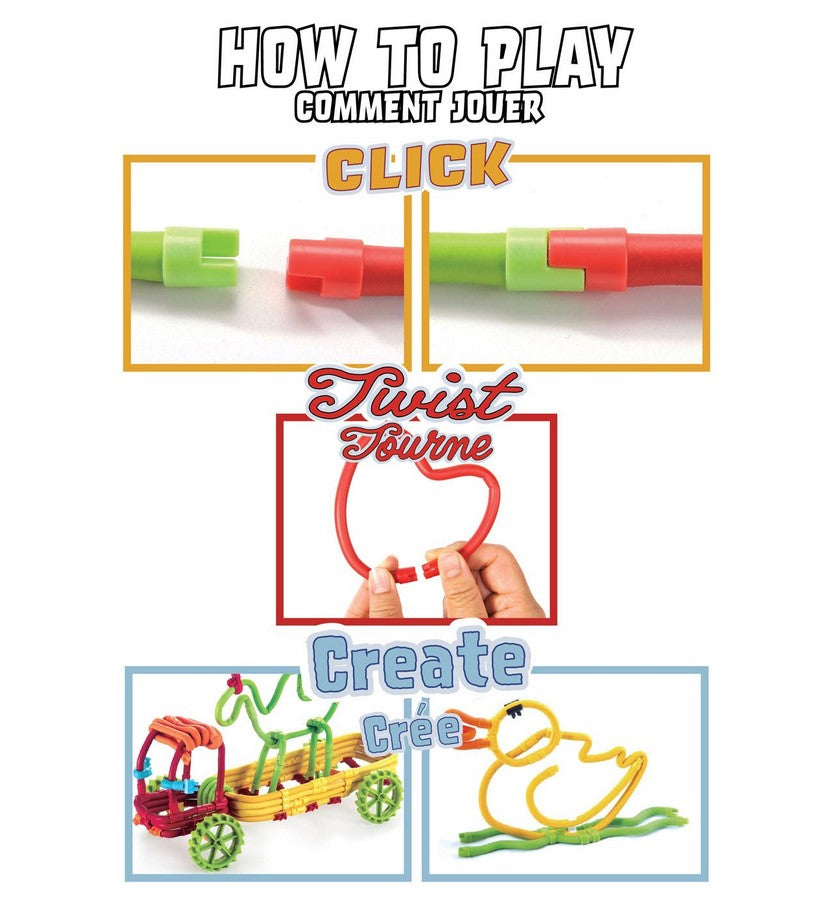spaghetteez instructie hoe je speelt, stekken, buigen en creeren, fijne motoriek met twee handen van Toys42hands