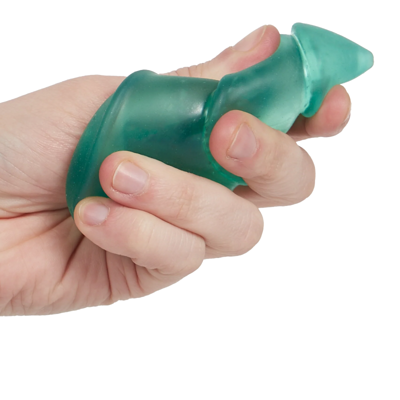 hand houd speks christimas tree anti stress bal vast. si materiaal van toys42hands